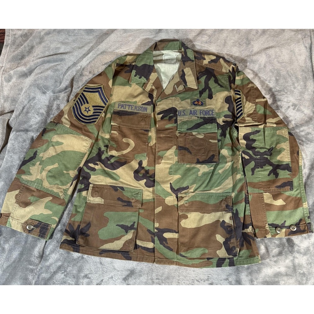 Vintage‎ American Apparel Coat Mens Medium Woodland Camo BDU Combat US Air Force - Picture 2 of 12